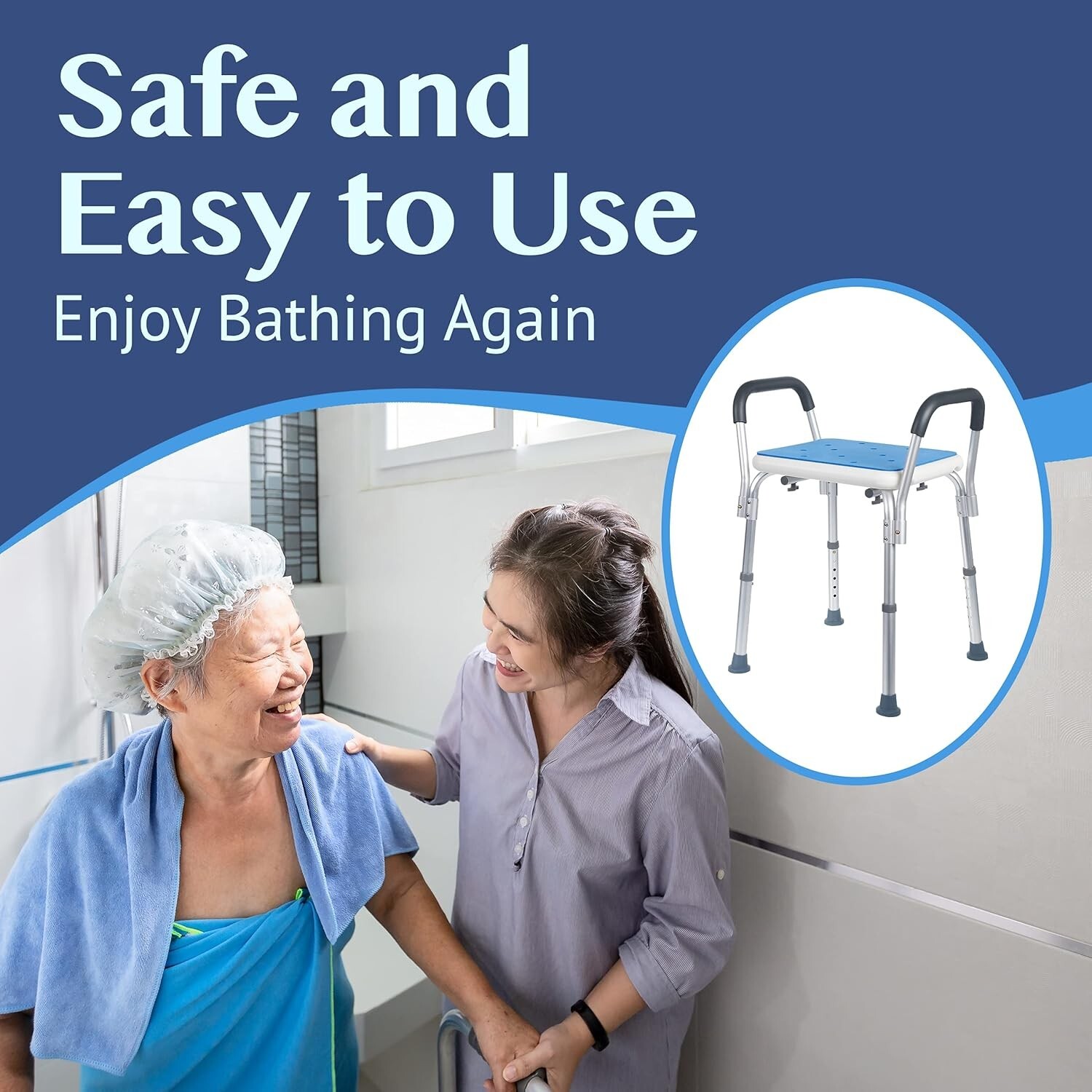 Shower Chair with Padded Seat Shower Bench for Seniors, New