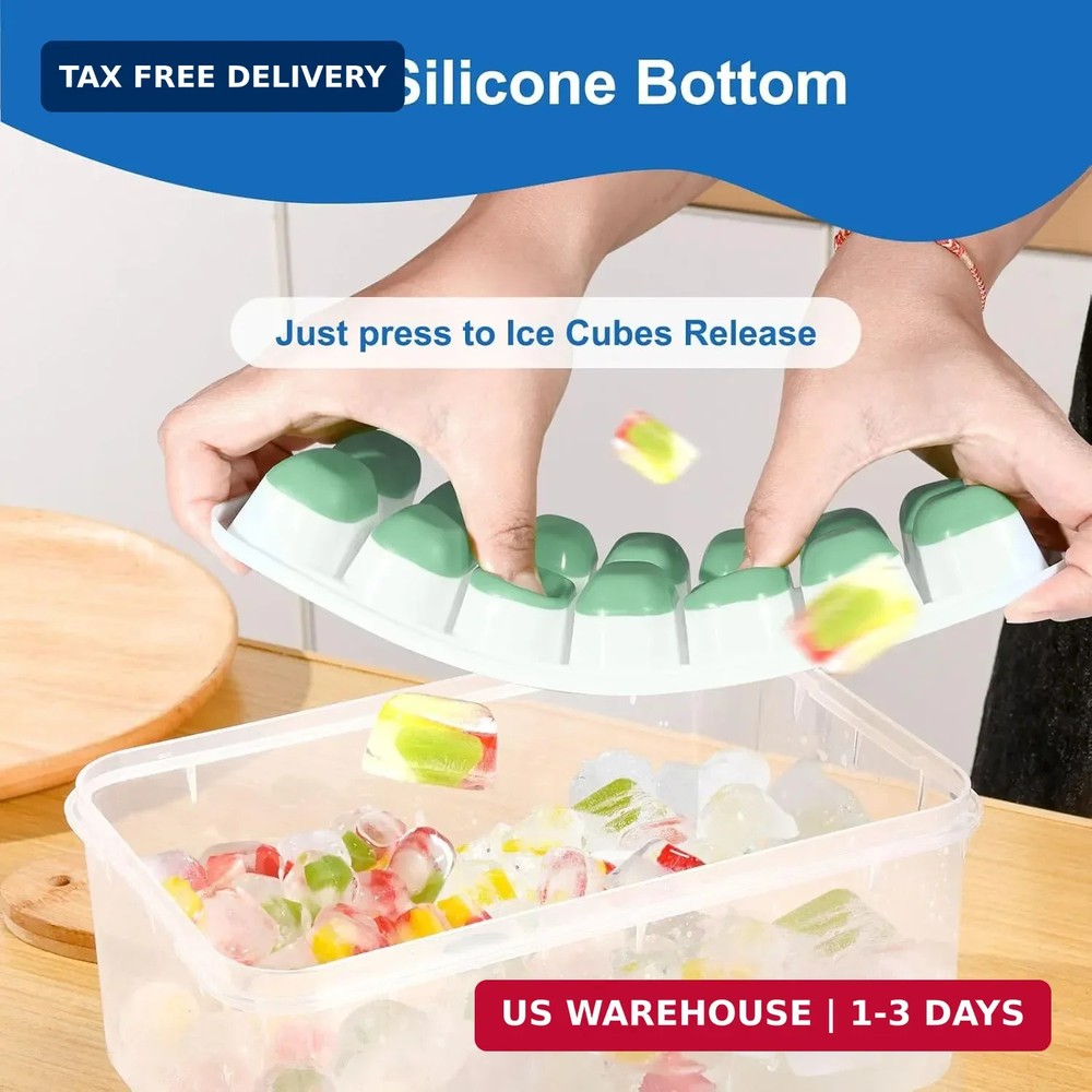 5 Pack 70 Cube Silicone Ice Cube Trays for Freezer with Lids, Easy-Release Stack
