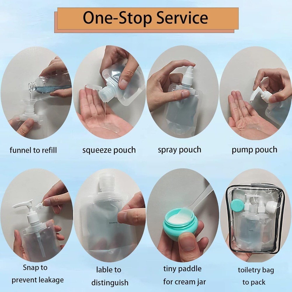 Refillable Travel Size Empty Squeeze Pouches TSA Approved Leak Proof Liquid