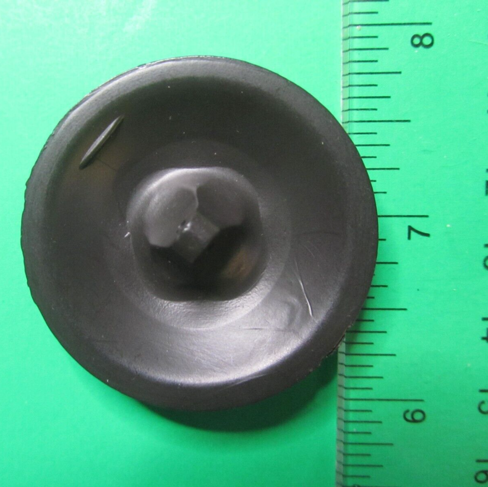 VINTAGE LARGE 1-5/8" BLACK PLASTIC IMITATING THREAD SHANK COAT BUTTON-U425