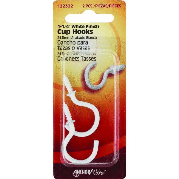 1-1/4" White Cup Hooks 2Pk