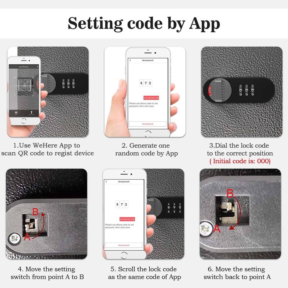 WeHere Key Lock Box Wall Mount96 Keys Key Cabinet Security Combination Lockbo...