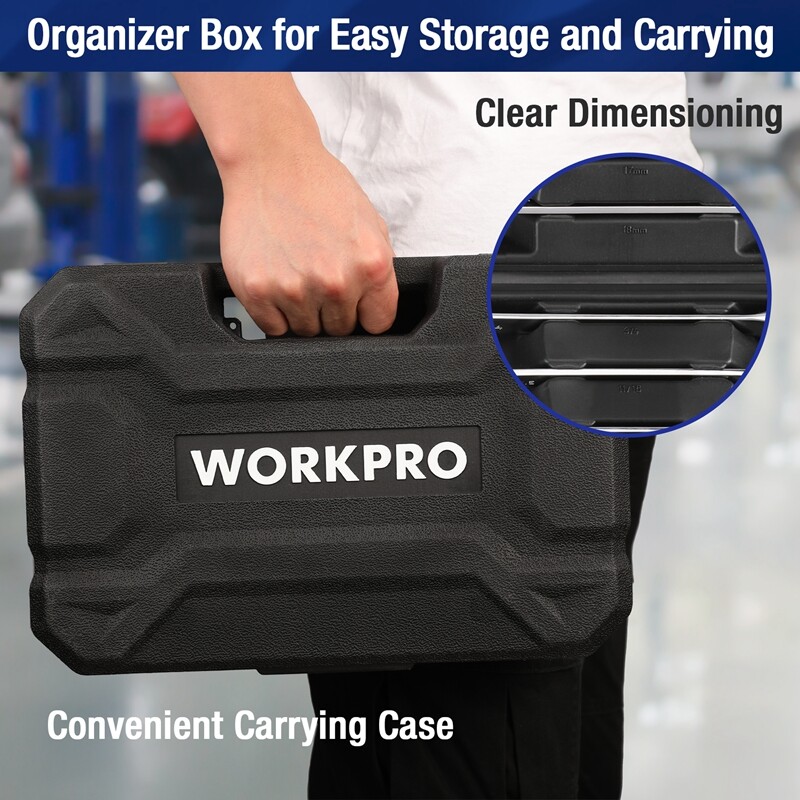 WORKPRO 22PCS Ratcheting Combination Wrench Set 12Point Combo Ratchet Wrench Set