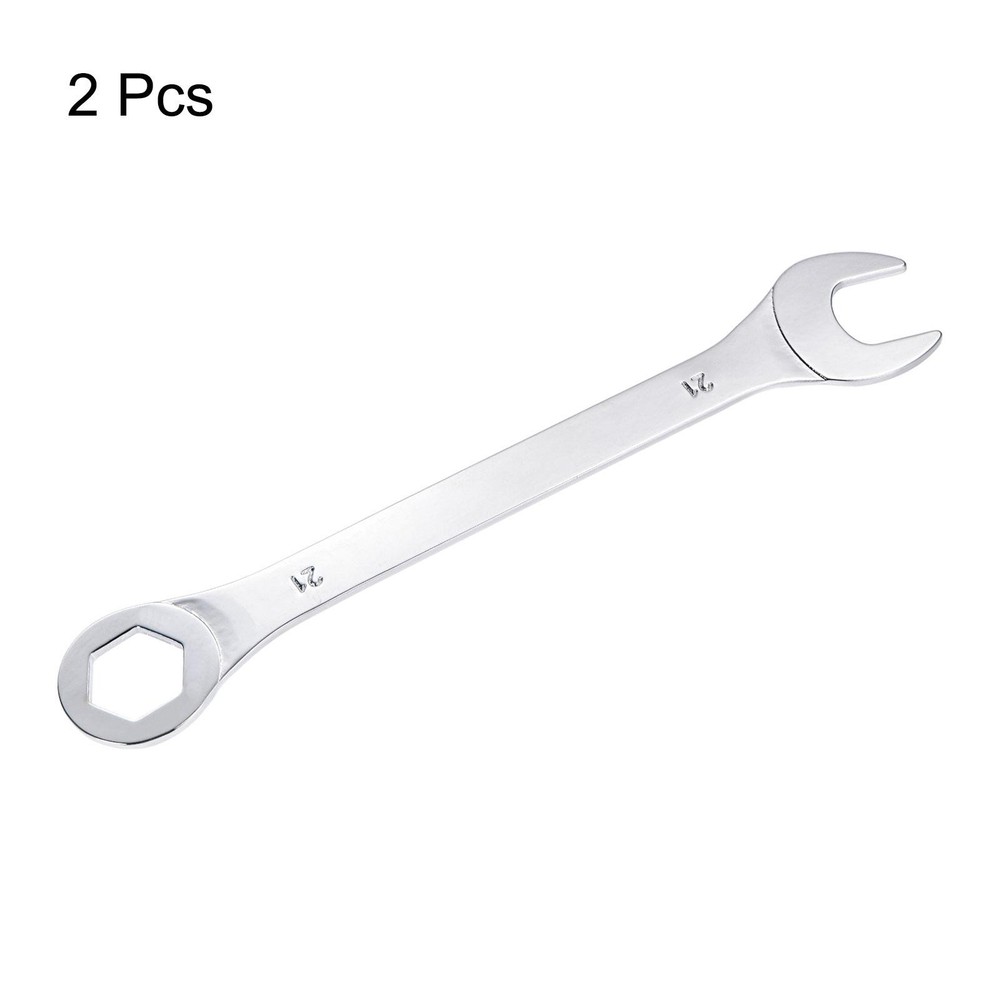 2pcs Thin Combination Wrench with Offset 6-Point End and Angled Open End 21mm