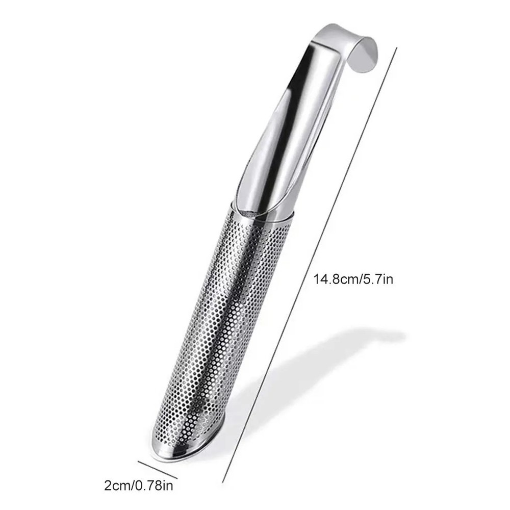 Stainless Steel Tea Diffuser Stick Loose Leaf Infuser Strainer w/ Hook Handle