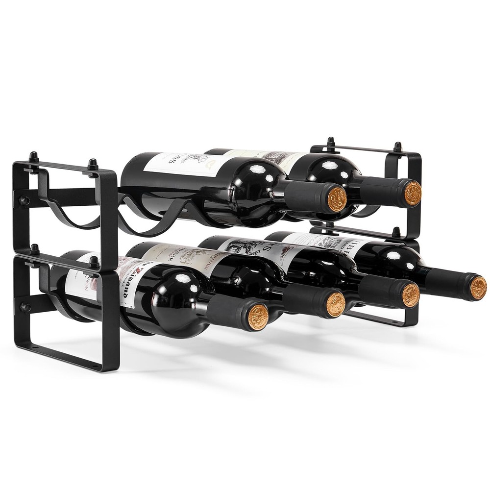 Stackable Wine Rack Countertop, Sturdy Wine Bottle Holder Freestanding for Ca...