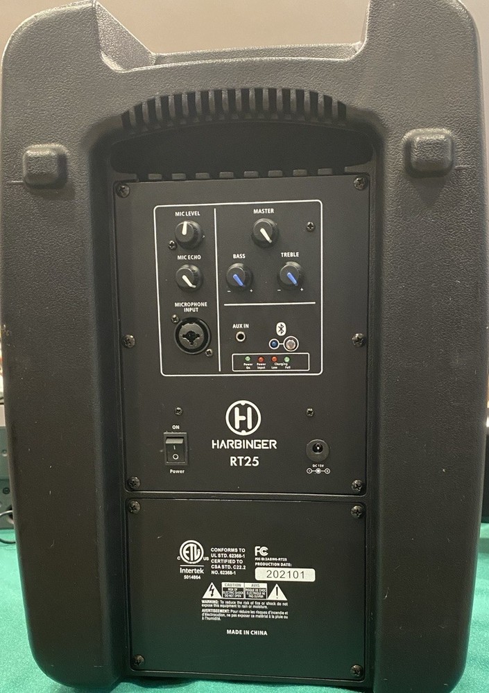 Harbinger RT25 Portable Bluetooth Speaker With Upgraded Audio, Technic Microphon