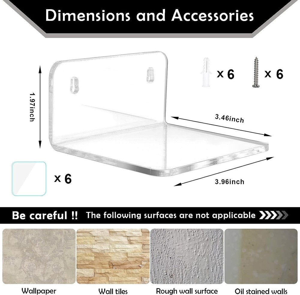 Acrylic Small Shelf,Mini Floating Wall Shelf,Wall Mounted Storage S...