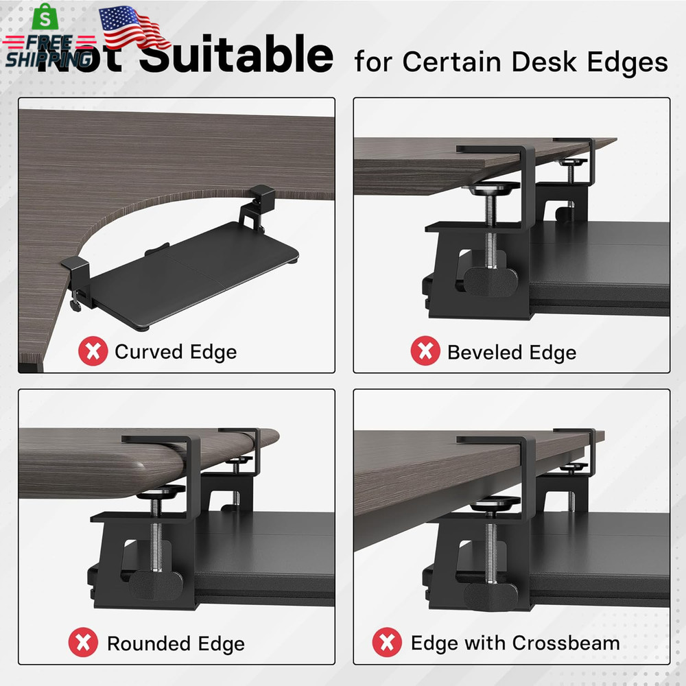 BONTEC KMT01 under Desk Keyboard Tray, Pull-Out Keyboard & Mouse Platform with C
