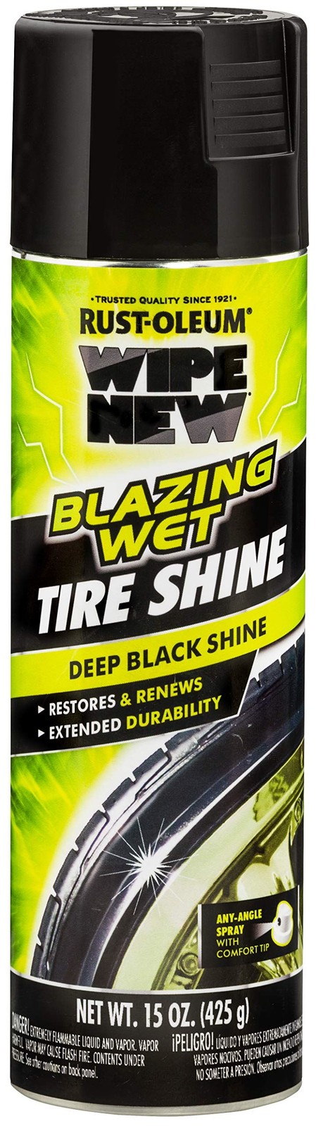 Rust-Oleum Wipe New Blazing Wet Tire Shine, Aerosol 15 Oz Black- 365324