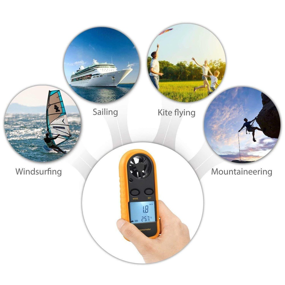 Digital LCD Handheld Anemometer Air Wind Speed Meter Backlight Airflow Gauge US
