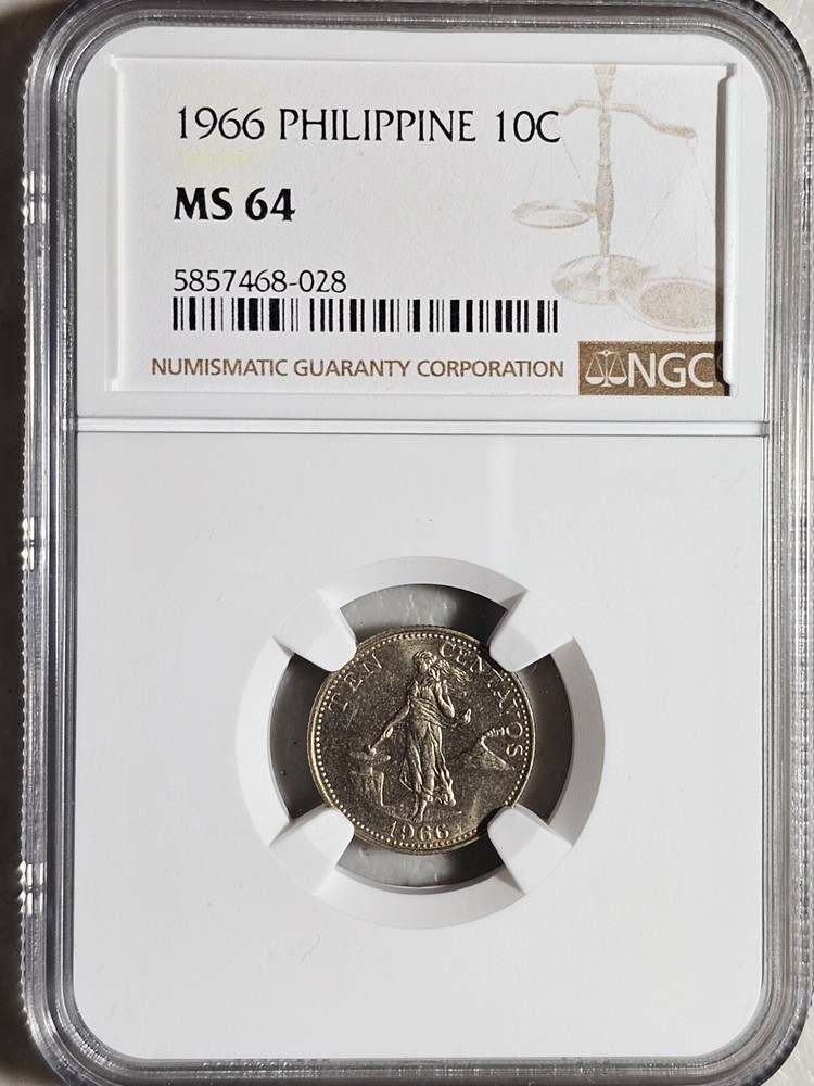 Philippines 10 Centavos 1966 NGC MS 64