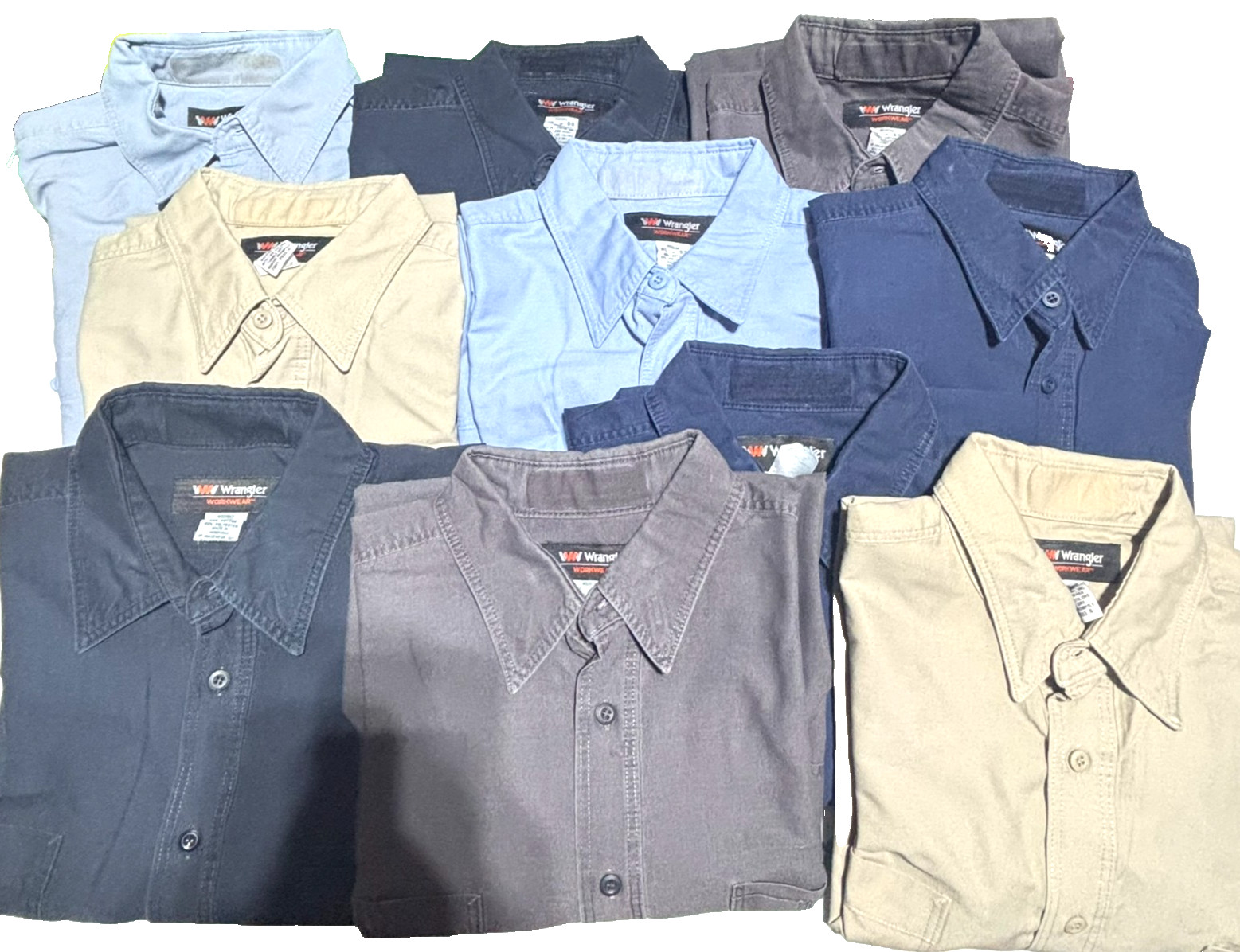 Wrangler Work Shirts Men XL Button up Uniform Workwear Western Cowboy LOT OF 10