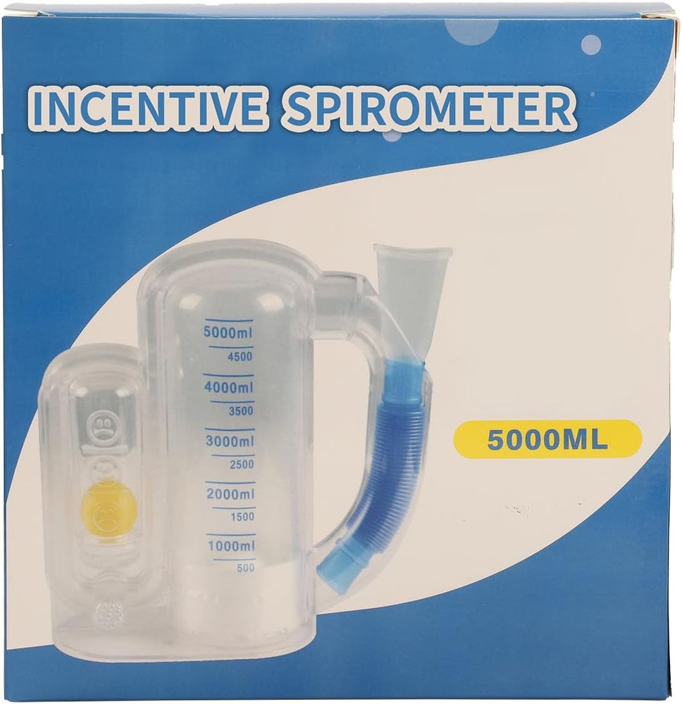 Incentive Spirometer (White02),Breathing Exercise Device for Lungs,Breathing Tra