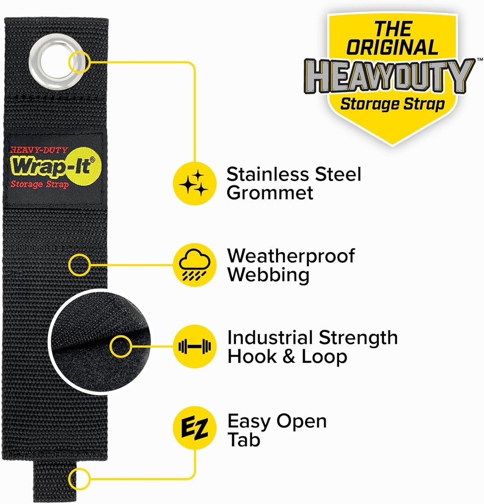 Heavy-Duty Wrap-It Storage Straps (Assorted 6 Pack) - Assorted 6-Pack, Black
