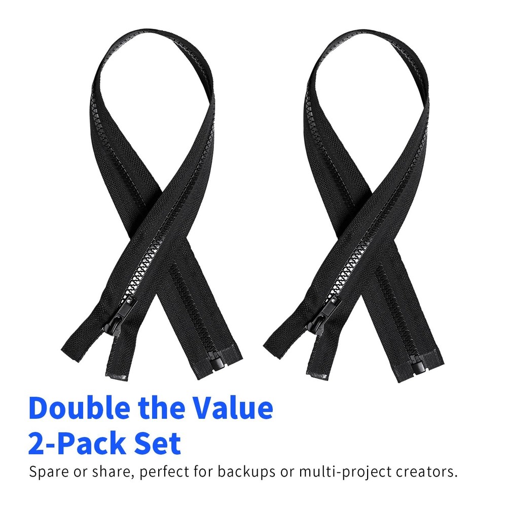 2 PCS 5 11 Inch Zippers Separating Jacket Coat Black Right Insert Plastic