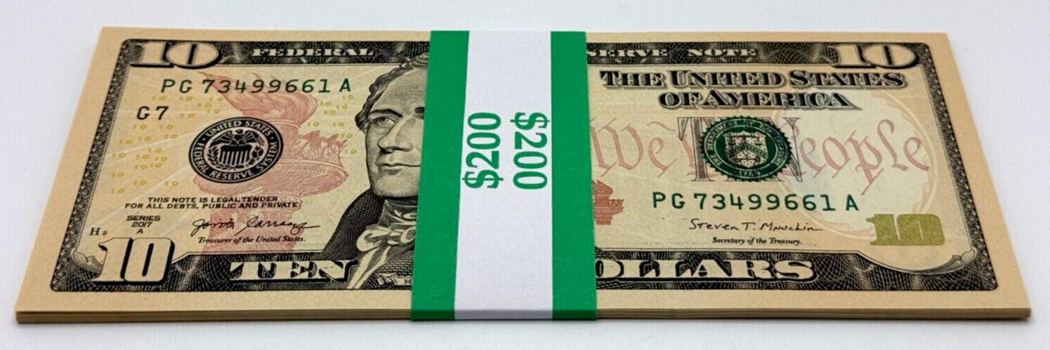 NEW Uncirculated TEN Dollar Bills SERIES 2017A $10 Sequential Notes Lot of 20
