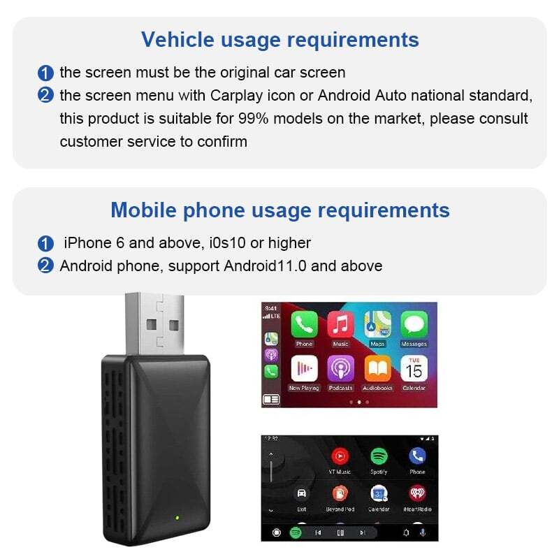 USB Wireless CarPlay Adapter For Android Auto Wireless Carplay Dongle Plug Play