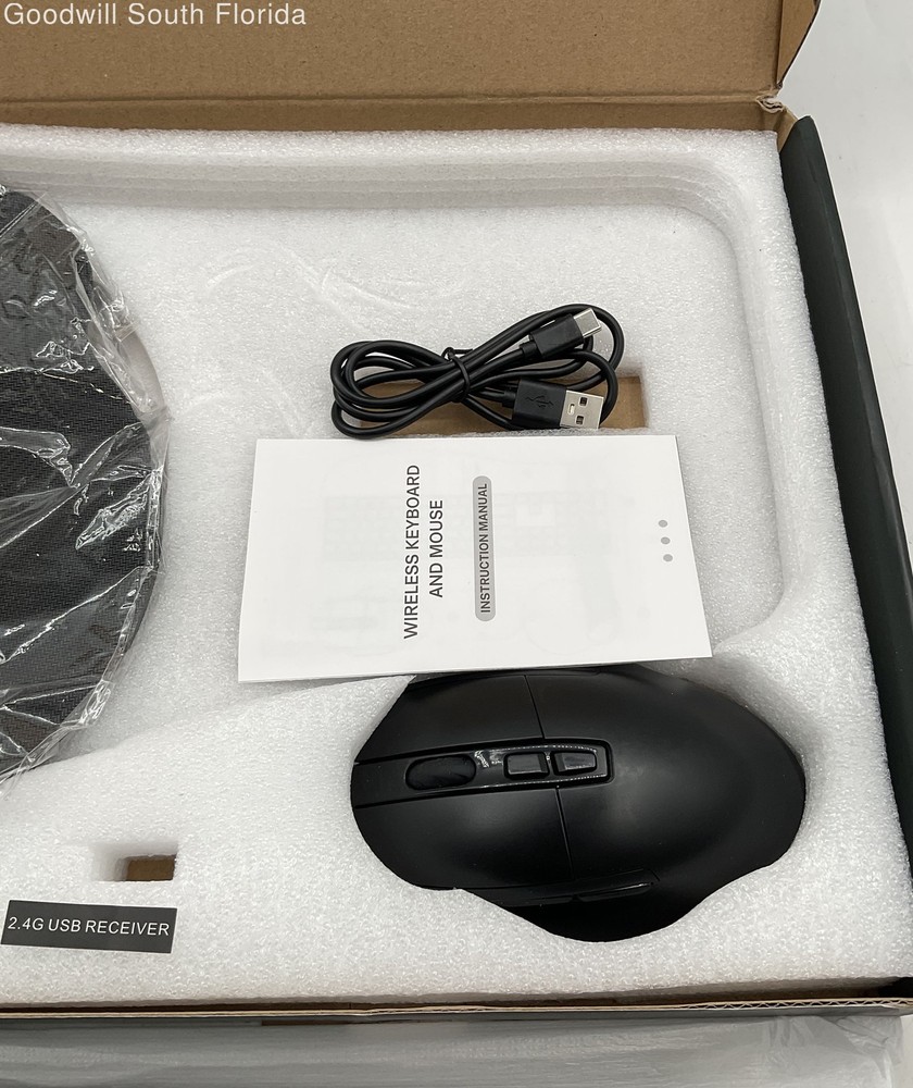 KM005 Black Portable Wireless Keyboard & Mouse Combo Open Box-Not Tested