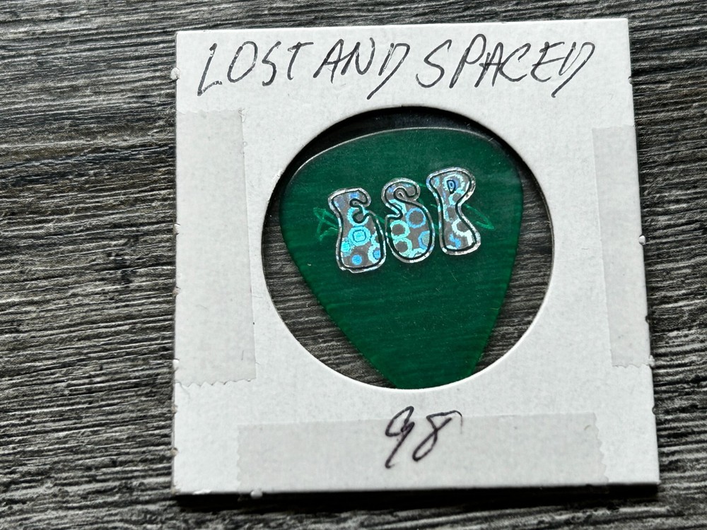 KISS Guitar Pick Bruce Kulick ESP Lost & Spaced Green Silver Prism 1998 Vintage