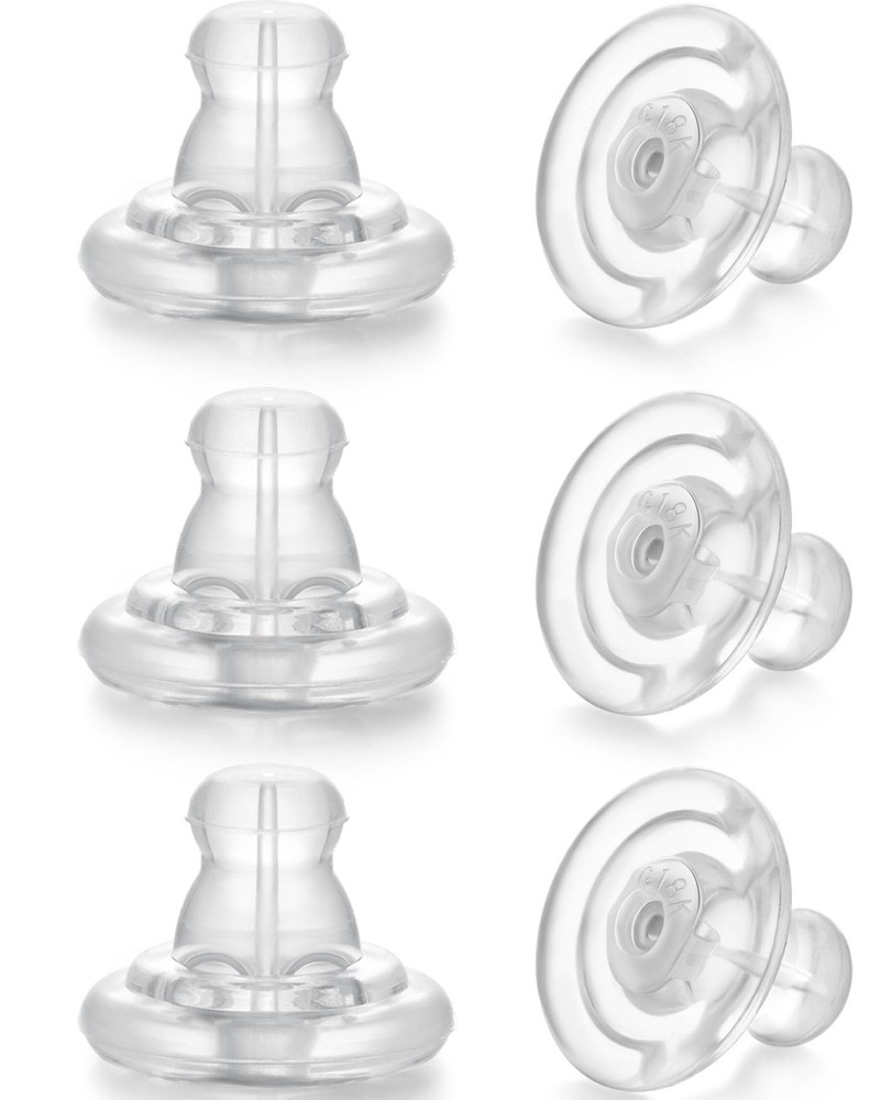 Silicone Earring Backs, 6pcs 18K Gold Replacements, Locking for Studs/Droopy ...