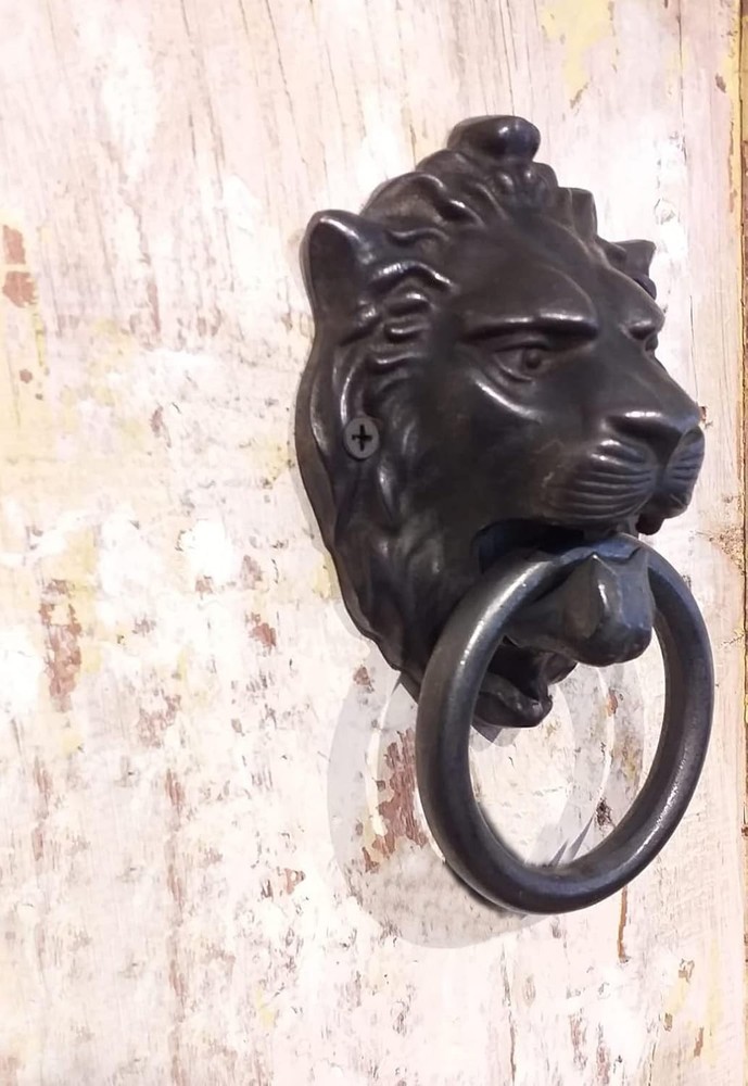 Royal Lions Head Door Knocker Solid Brass (Black Oxide)