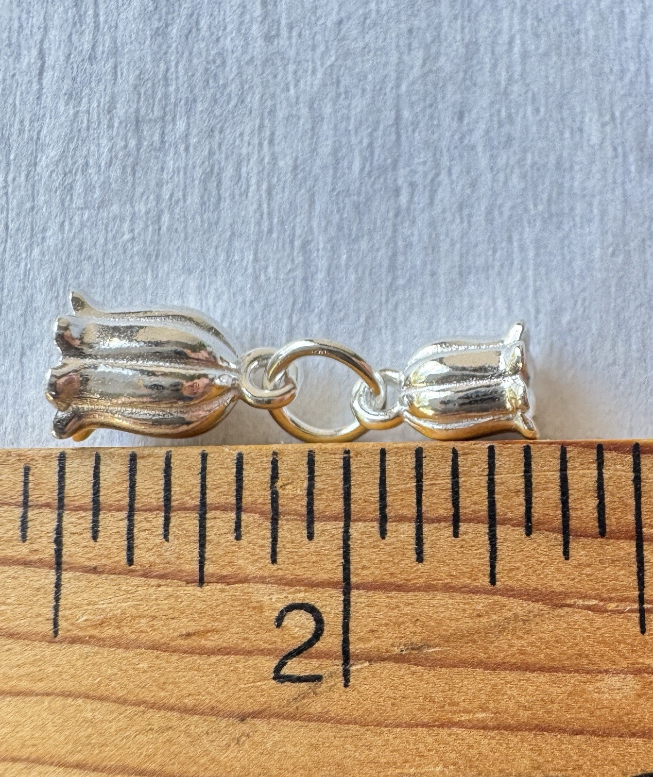 Sterling Silver Lily Of The Valley 925 Set Of 2 Charms 3D Bracelet Stamped New