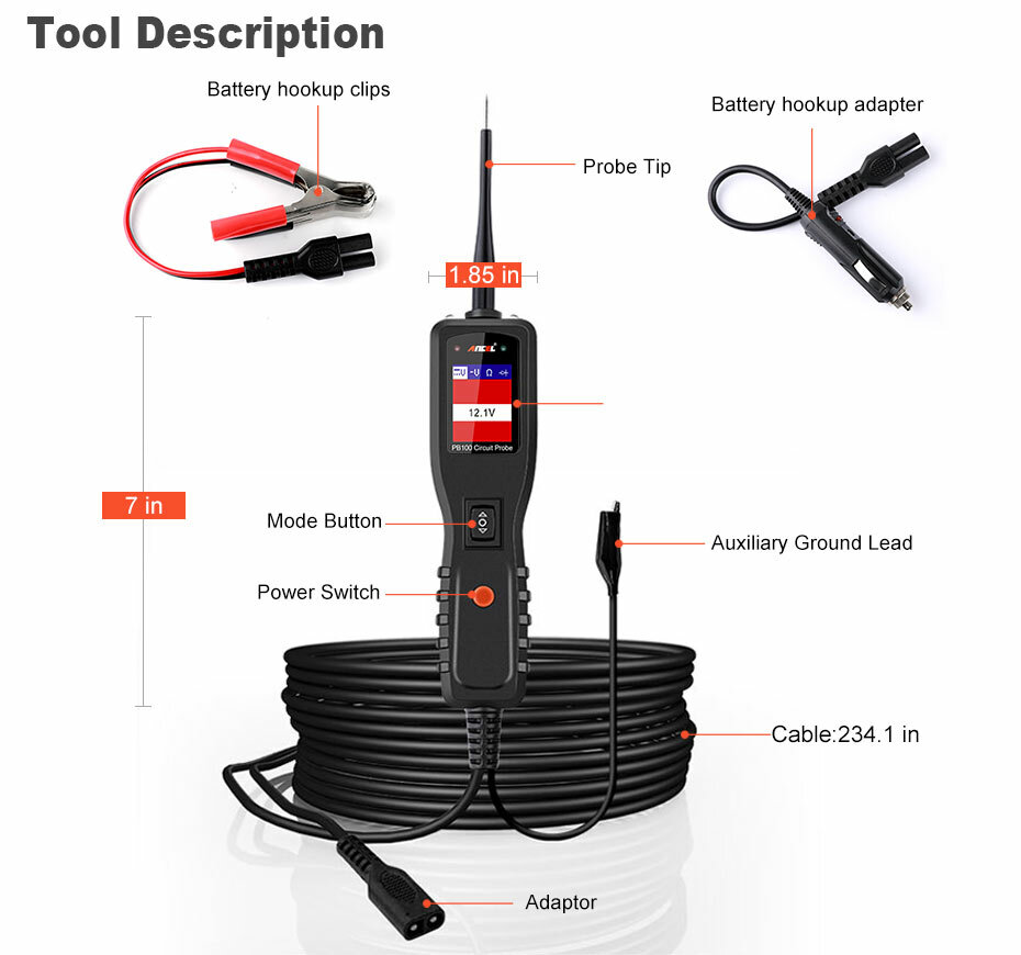 Ancel PB100 Powerscan Circuit Tester Electrical System Diagnostic Tool 12V & 24V