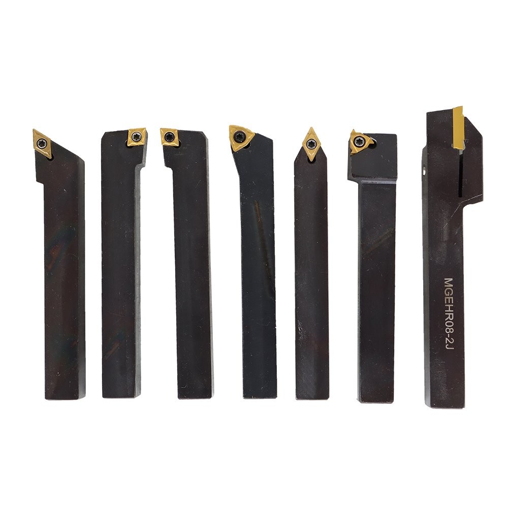 7Pcs 1/2" Lathe Tool Bit Set, Thread Insert & Holder, Carbide Indexable Turning