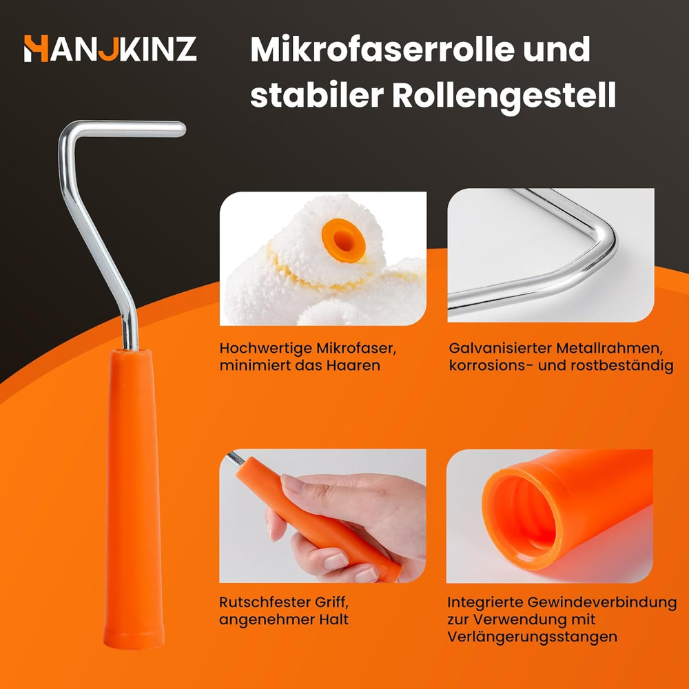 Small Paint Roller Kit, 15-Pack with Microfiber Covers and Tray