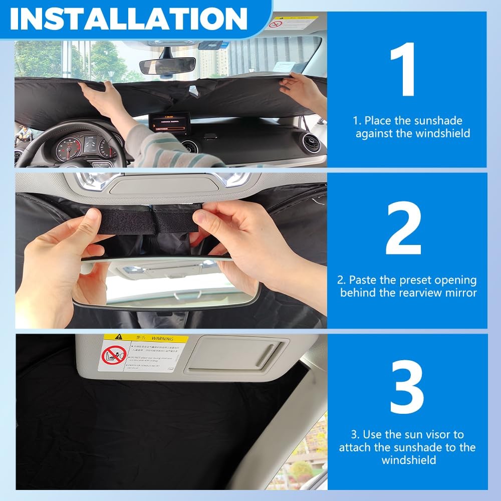 300T Thickened Sunshade for Car Windshield,Windshield Sun Shade for Blocking 99%