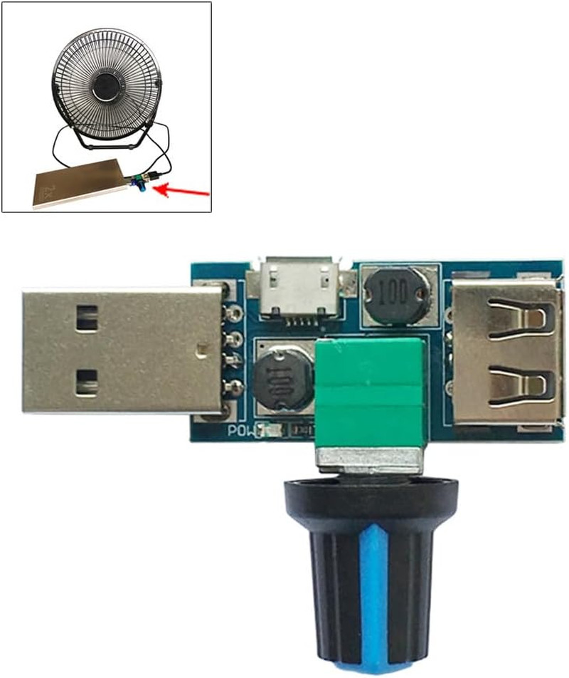 2 Pack USB Fan Controller Stepless Speed Regulator Air Volume Cooling Governor N