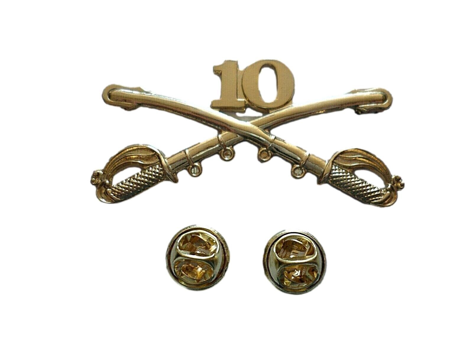 10th CAVALRY SWORDS SABERS MILITARY HAT PIN REGIMENT BADGE BUFFALO SOLDIERS