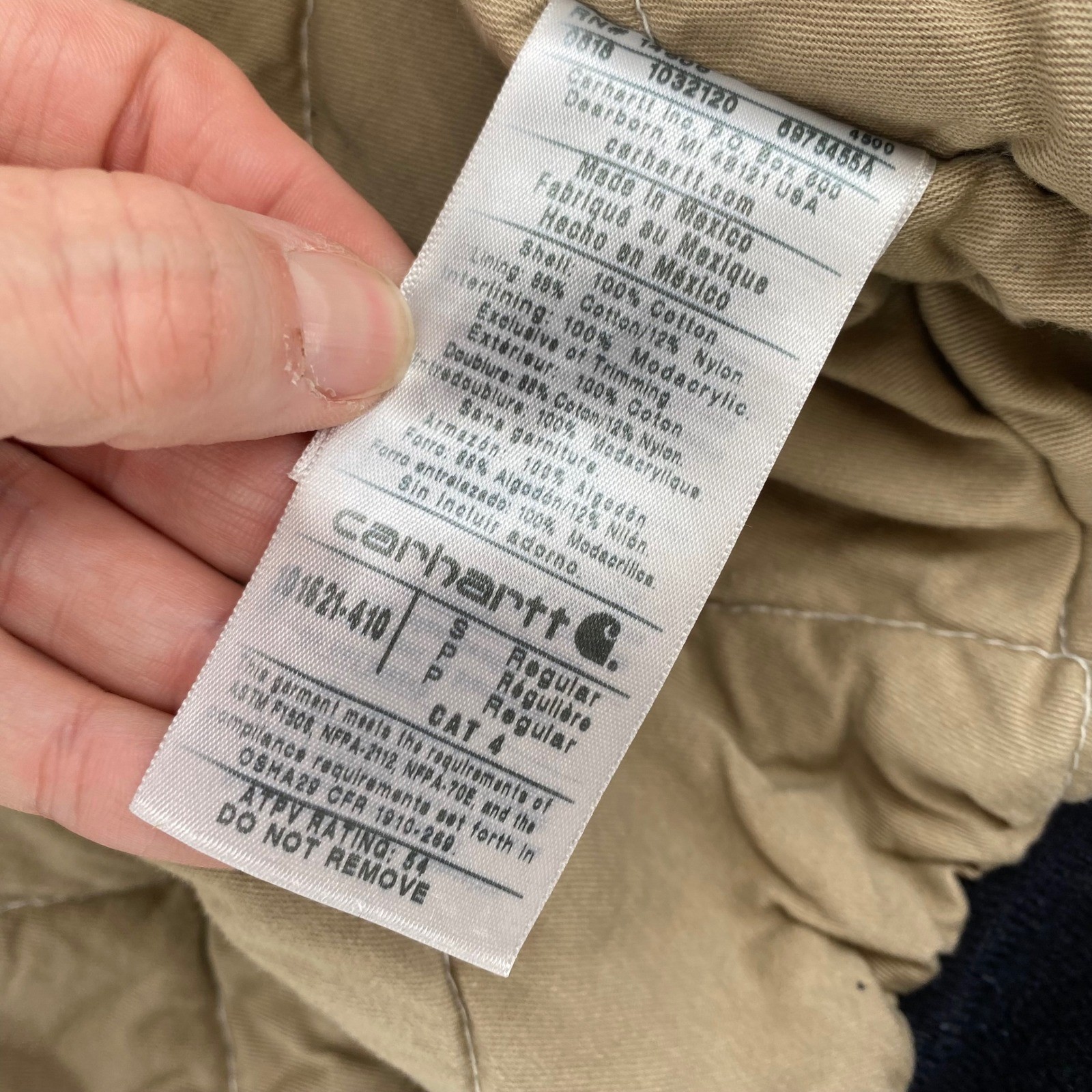 Carhartt FR Flame Resistant Hooded Jacket Mens Small Navy Blue Vintage Workwear