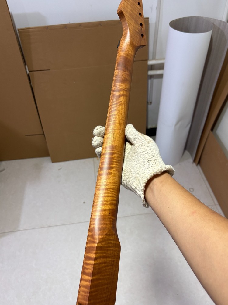 22fret Roasted Flame Maple guitar neck 25.5 inch Lock Nut Replace