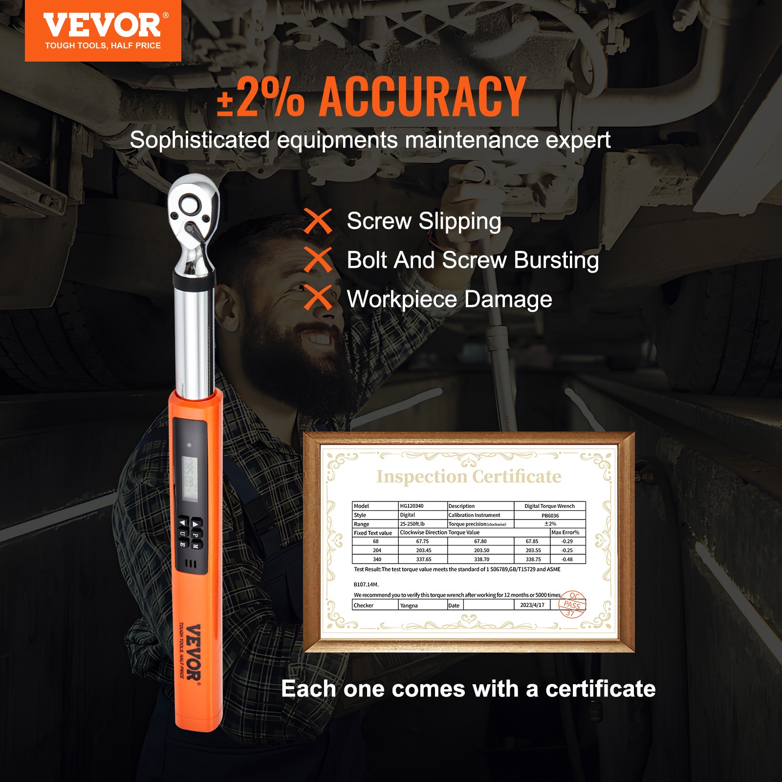 VEVOR Digital Torque Wrench Adjustable Torque Wrench 3/8" Drive 3.7-37 ft.lb
