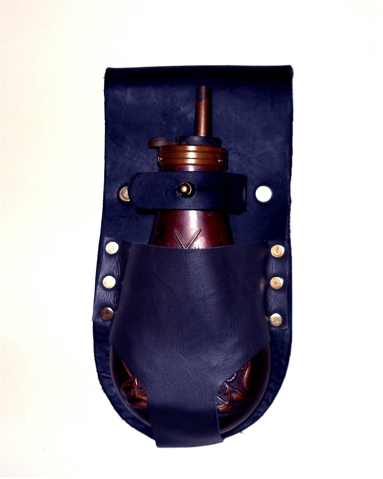 Black Powder Leather Flask Belt Holder (BP) - BLACK - USA Maker