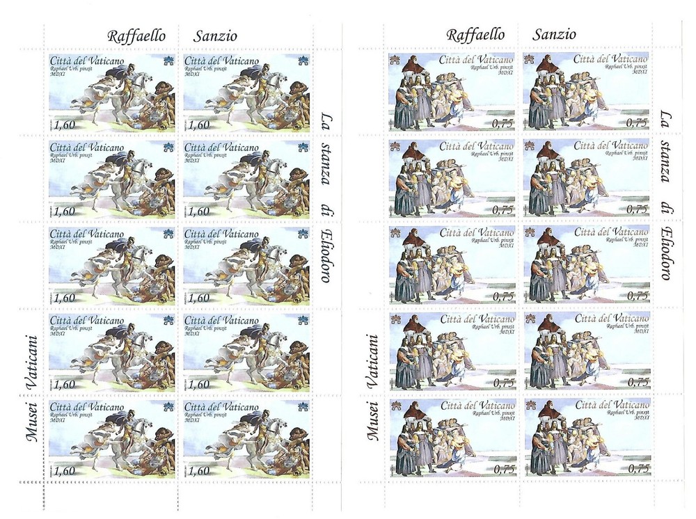 (FS501) Vatican Full sheets 2011 Raphael 0.75 1.60MNH