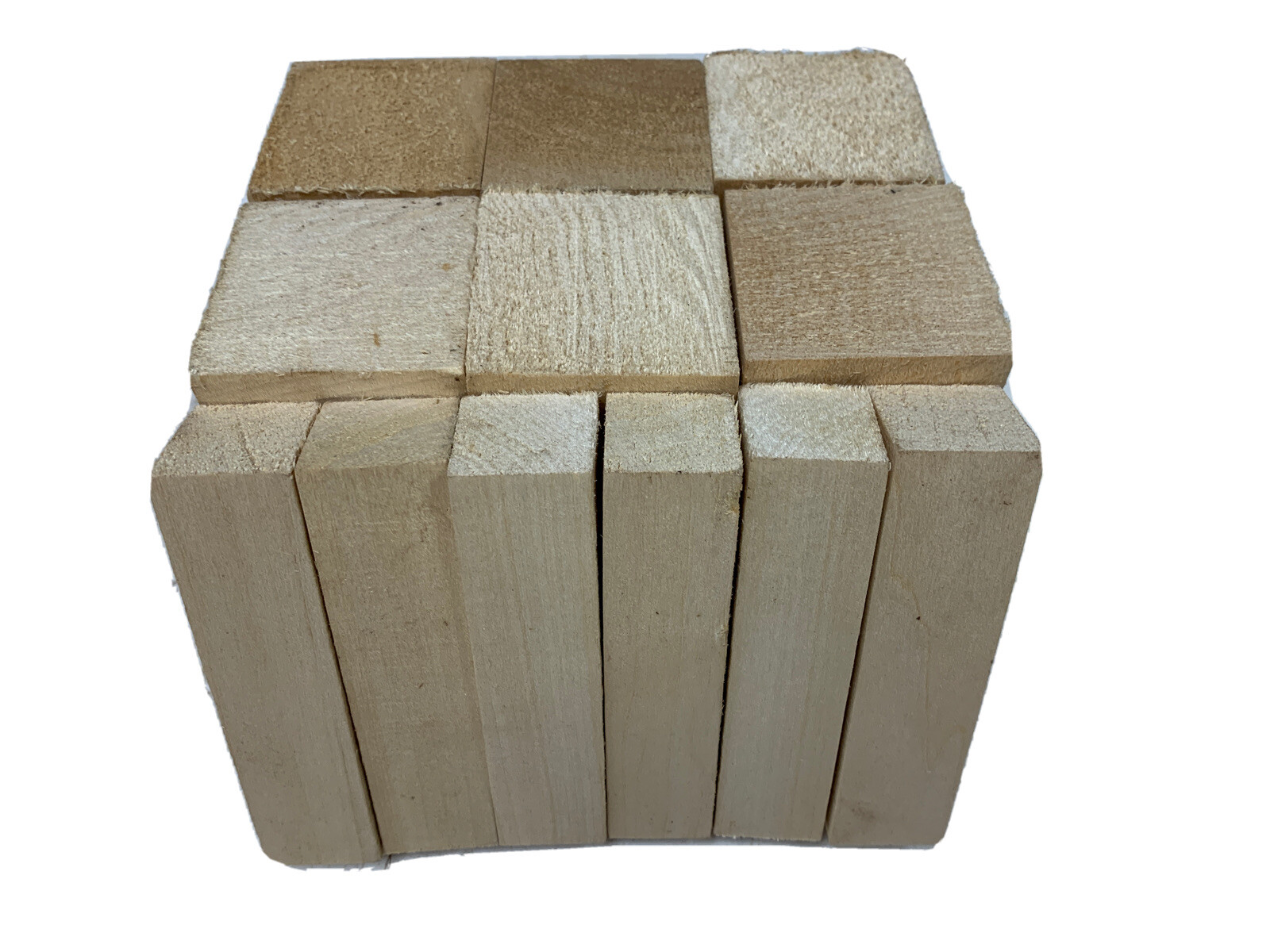 12 Pack Basswood Carving Wood Blocks 1" x 1" x 4" (6 pcs) + 2" x 2" x 4" (6 pcs)