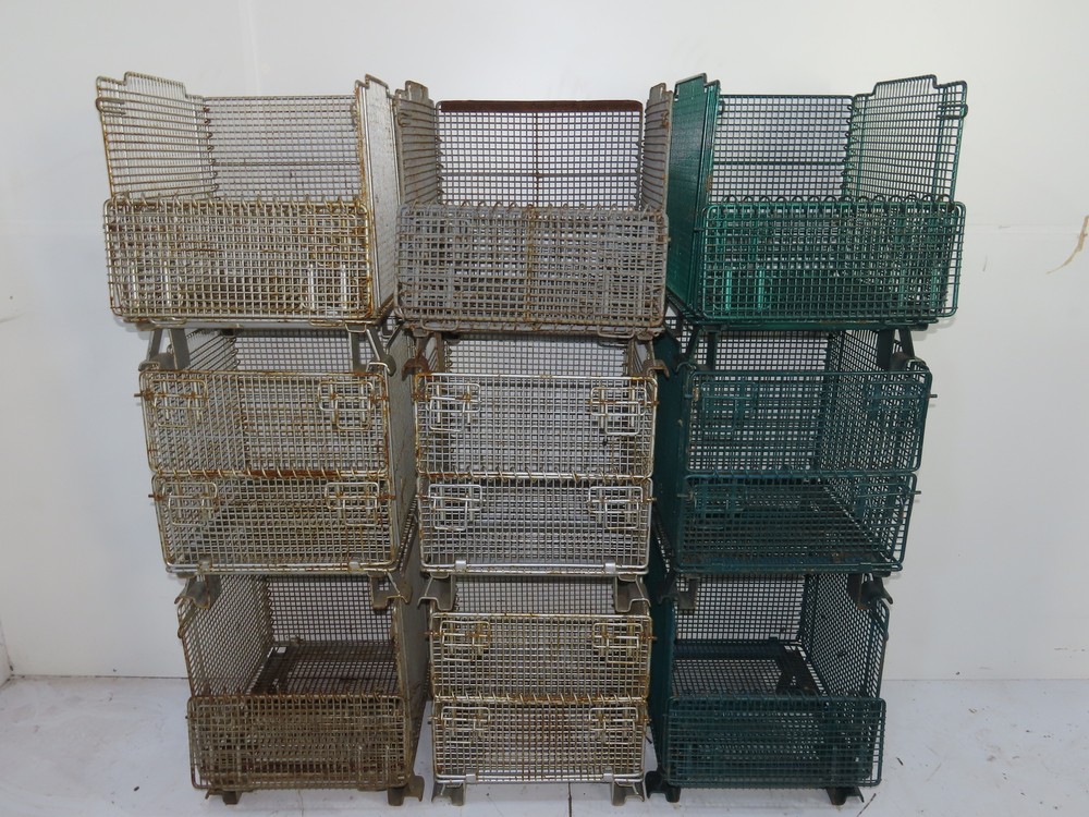 Miniature Collapsible Folding Stackable Industrial Wire Baskets 18"x20"x16"