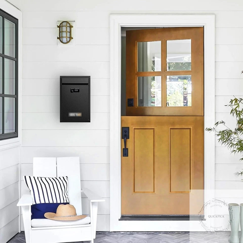 Wall Mount Mailbox, Combination Lock Mail Boxes for Outside, Safe Drop Box with