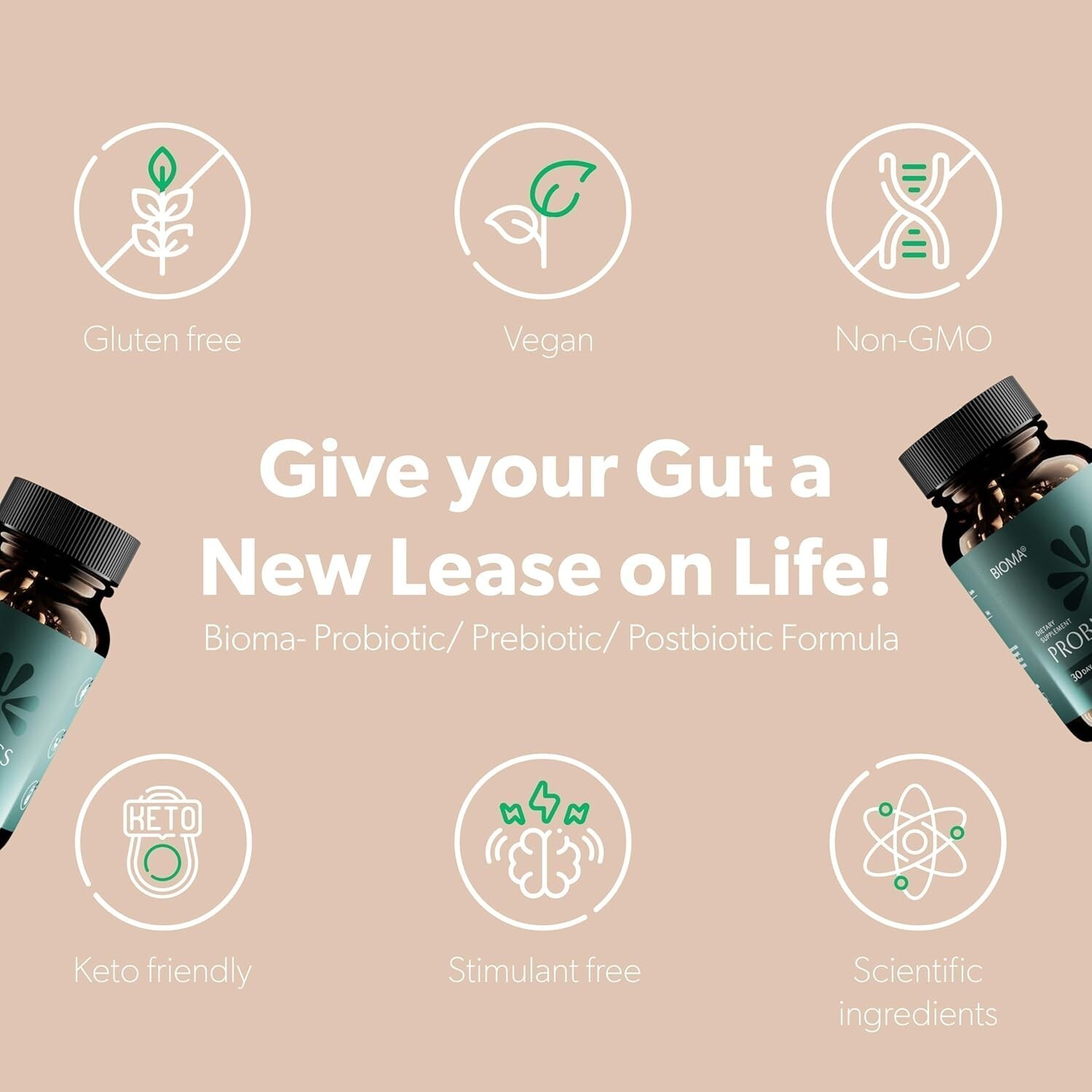 3 Pack BIOMA Probiotics Digestive Health Gut Support for Men & Women 60 Capsules