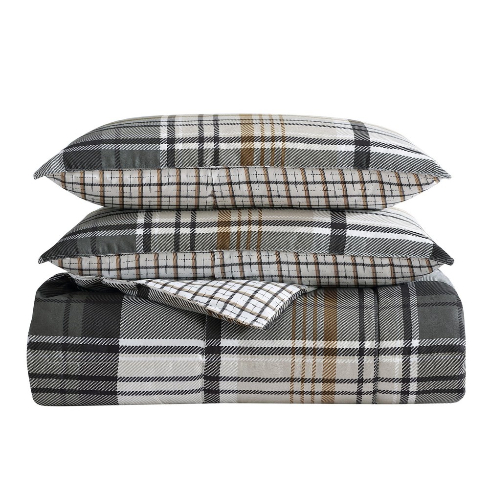 Eddie Bauer - Queen Comforter Set, Plaid Queen, Normandy Grey