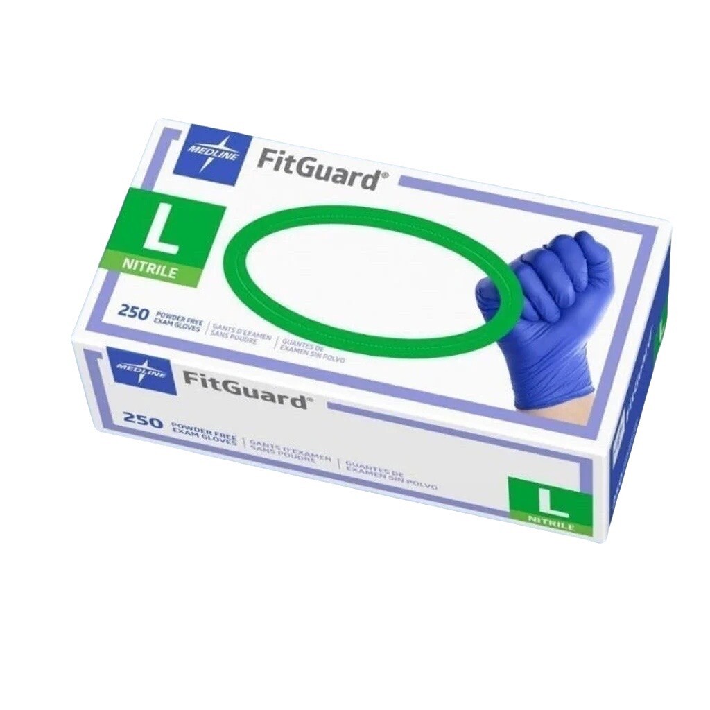 Medline FitGuard (FG2503) Nitrile Exam Gloves, Size Large, Count - 250