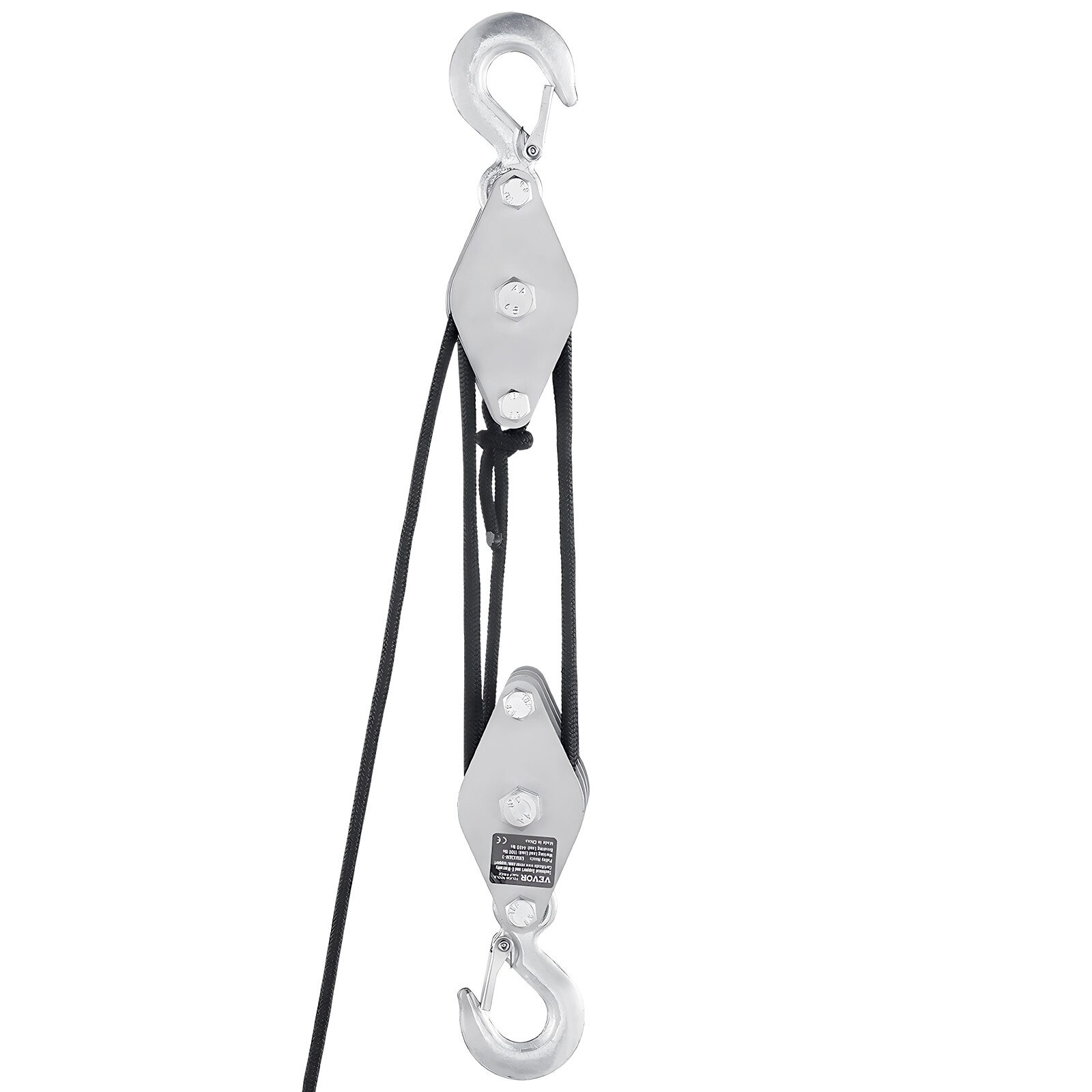 4400 lbs Rope Hoist Pulley System Block and Tackle 5:1 Lifting Ratio 100 ft Rope