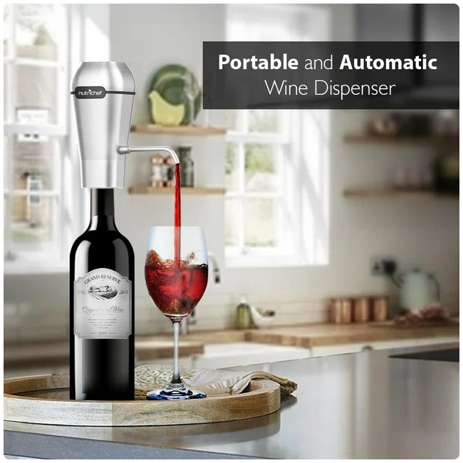 NutriChef (PSLWPMP250) Stainless Steel Electric Wine Pump Aerator -