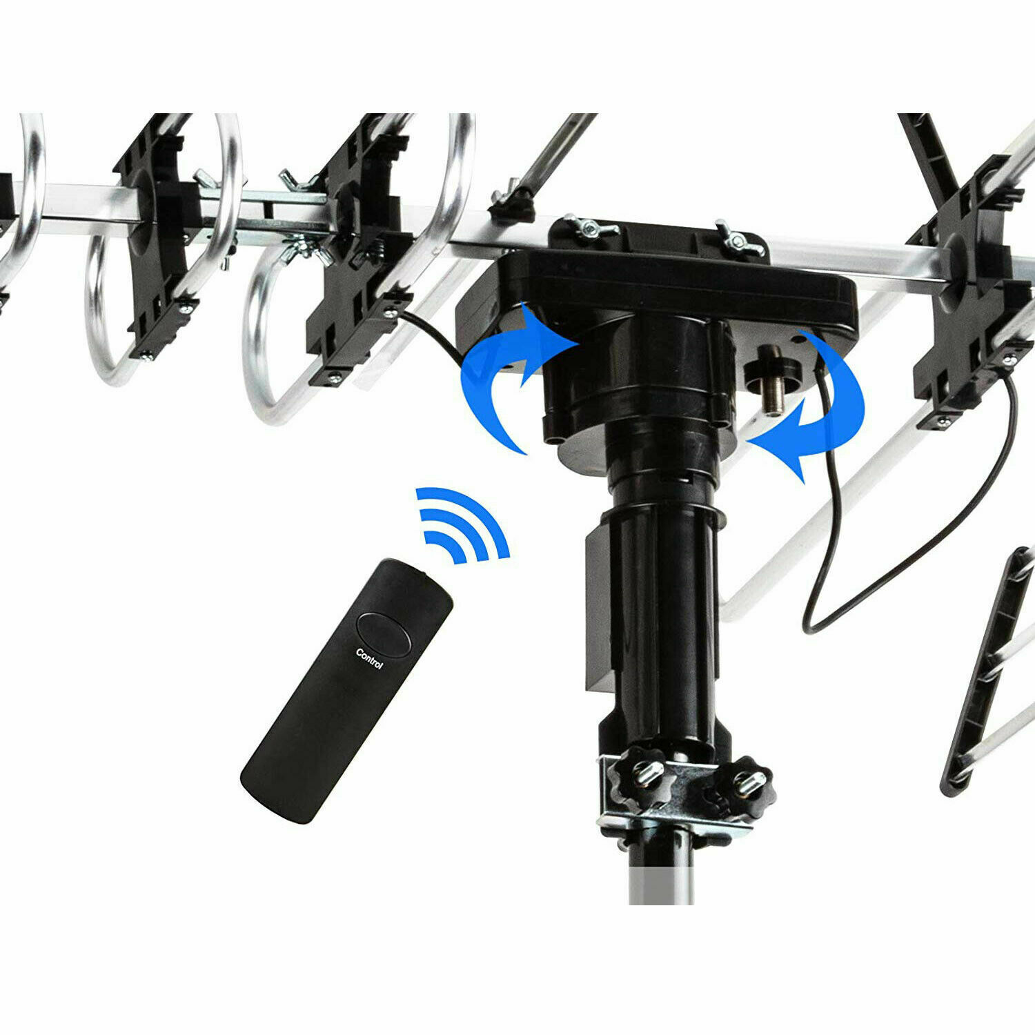 990 mile HDTV 1080P Outdoor Amplified Digital TV Antenna Rotor 360° UHF/VHF Home