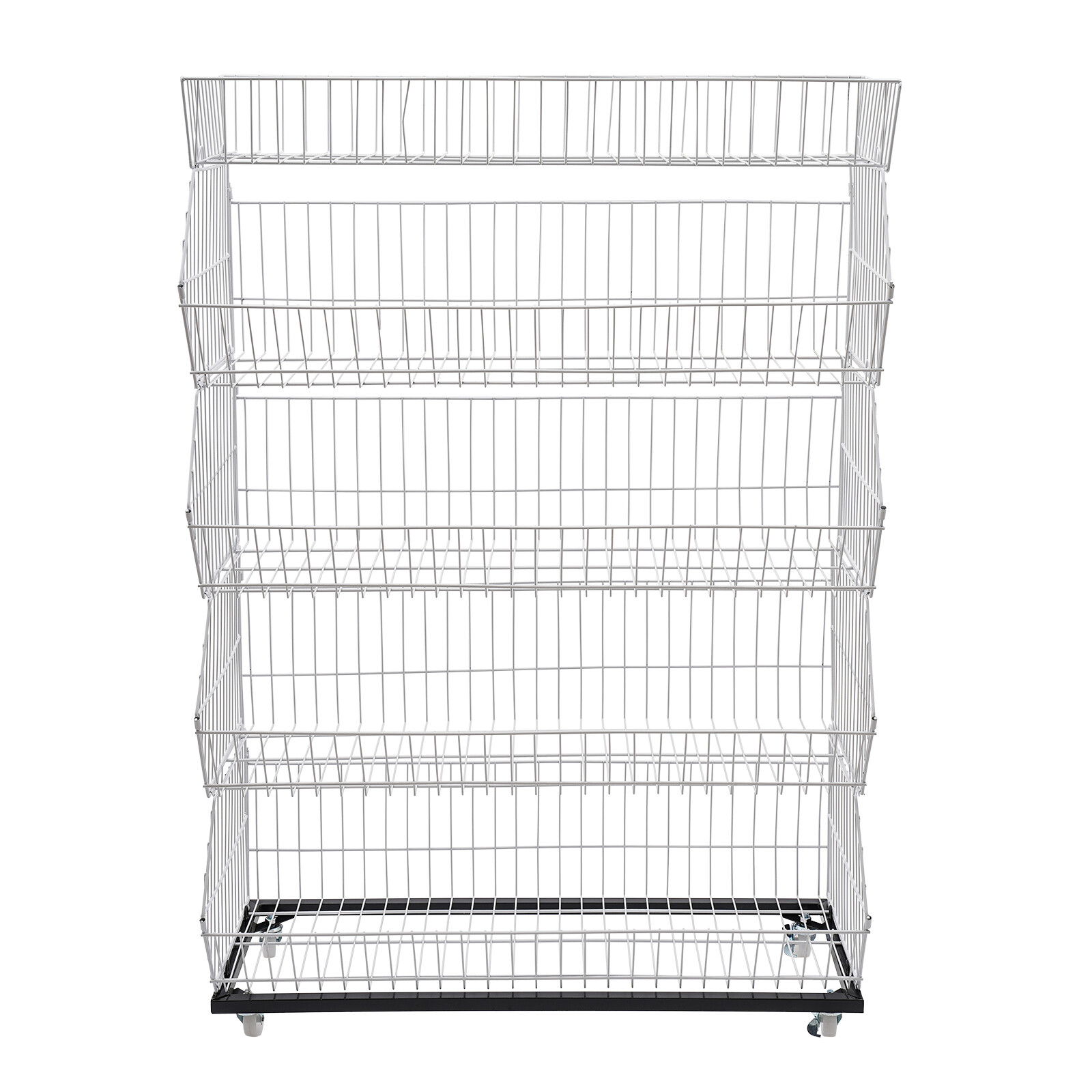 5 Tier Wire Grid Retail Display Shelf Merchandise Display Rack Stand w/4 Pulleys