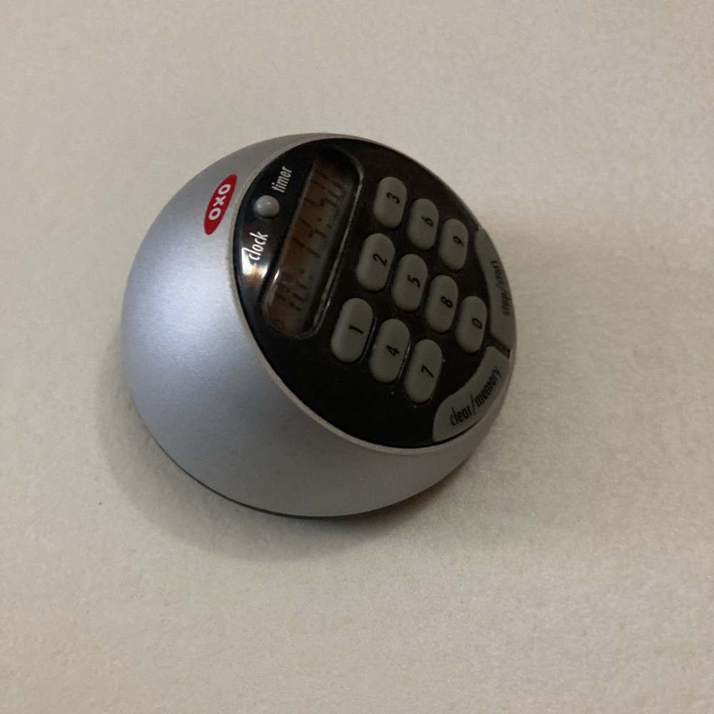 OXO Digital Kitchen Timer Large Display Countdown Count Up Battery Silver Black