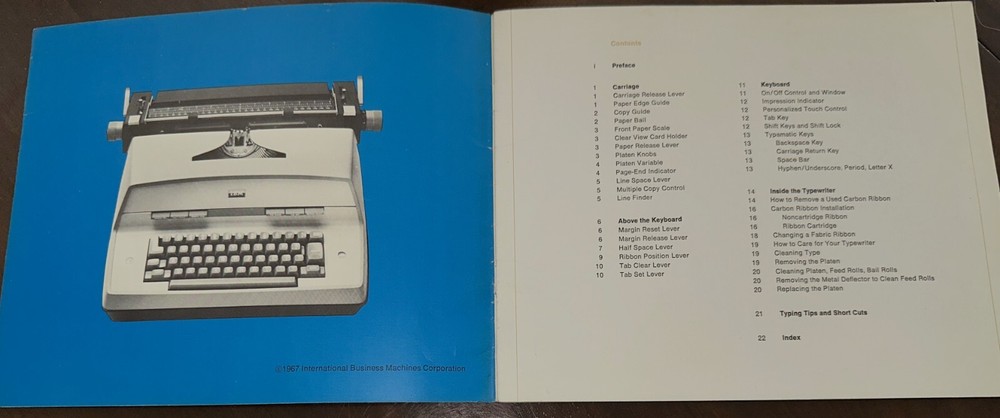 (1967) IMB Model D Typewriter Operating Instructions Booklet